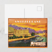 Montreux, het meer van Genève, Zwitserland, vintag Briefkaart (Voorkant / Achterkant)
