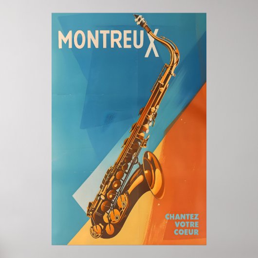 Montreux Jazz Festival Poster Retro Saxophone Art (Voorkant)