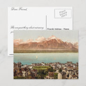 Montreux, Savoy Mountains, het meer van Genève, Zw Briefkaart (Voorkant / Achterkant)