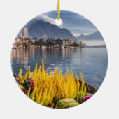 Montreux, Zwitserland, het mooie meer van Genève U Keramisch Ornament (Achterkant)
