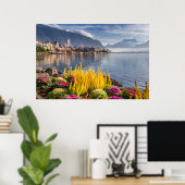 Montreux, Zwitserland, het mooie meer van Genève U Poster (Thuiskantoor)