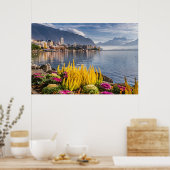 Montreux, Zwitserland, het mooie meer van Genève U Poster (Keuken)