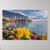 Montreux, Zwitserland, het mooie meer van Genève U Poster (Voorkant)