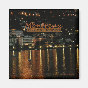 Montreux Zwitserland Nighttime Photo Fridge Magnet