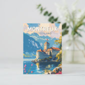 Montreux Zwitserland Reizen Kunst Vintage Briefkaart (Staand voorkant)