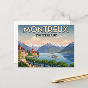 Montreux Zwitserland Reizen Kunst Vintage Briefkaart