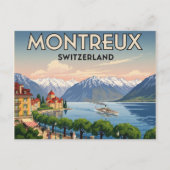 Montreux Zwitserland Reizen Kunst Vintage Briefkaart (Voorkant)