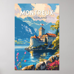 Montreux Zwitserland Reizen Kunst Vintage Poster