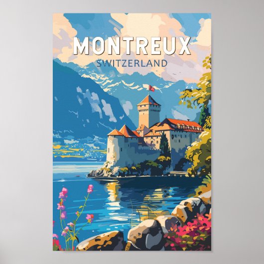 Montreux Zwitserland Reizen Kunst Vintage Poster (Voorkant)
