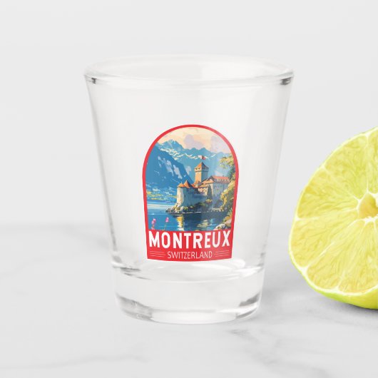 Montreux Zwitserland Reizen Kunst Vintage Shot Glas (Voorkant)