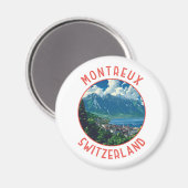 Montreux Zwitserland Retro Noodcirkel Magneet (Voorkant / Achterkant)