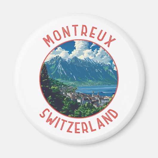 Montreux Zwitserland Retro Noodcirkel Magneet (Voorkant)