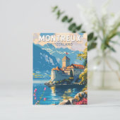 Montreux, Zwitserland Travel Art  Briefkaart (Staand voorkant)