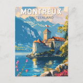 Montreux, Zwitserland Travel Art  Briefkaart (Voorkant)