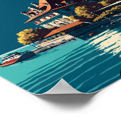 Montreux Zwitserland vintage reisillustratie Poster (Hoek)