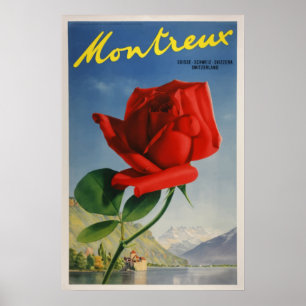 Montreux, Zwitserland Vintage Travel Poster
