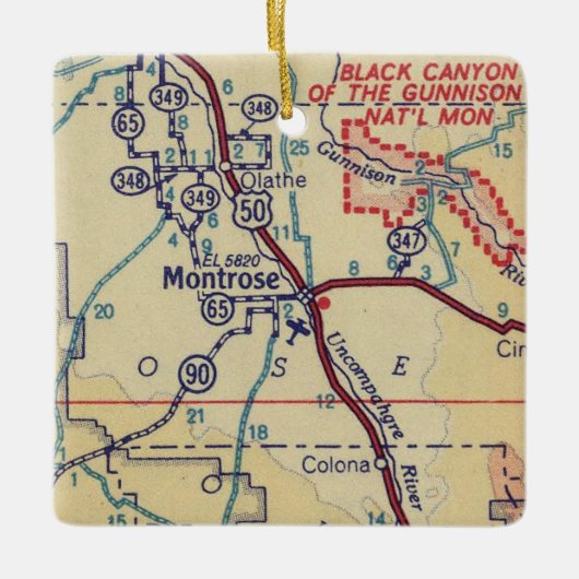 Montrose CO  Map Keramisch Ornament (Voorkant)