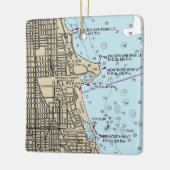 Montrose Harbor Chicago meerwandkaart Keramisch Ornament (Links)