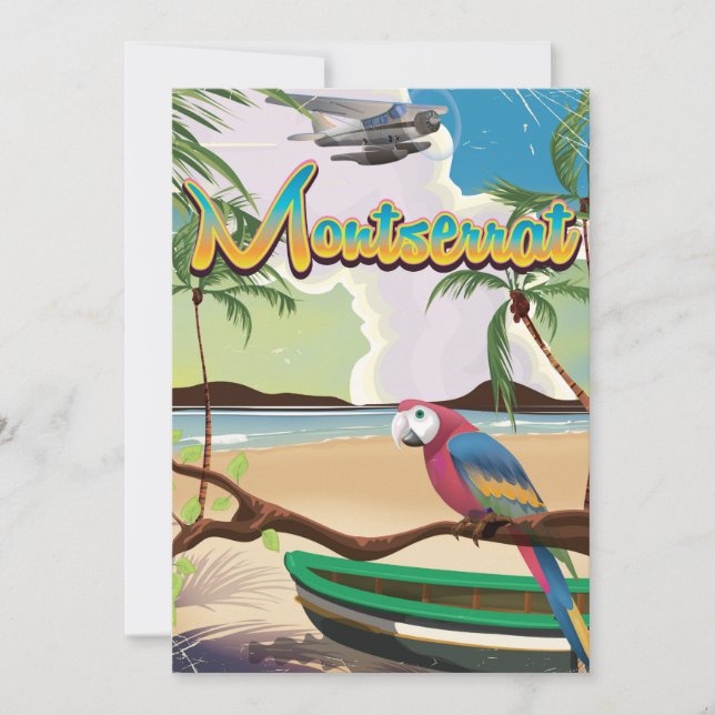 Montserrat eiland retro reisposter (Voorkant)
