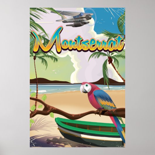 Montserrat eiland retro reisposter poster (Voorkant)