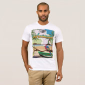 Montserrat eiland retro reisposter t-shirt (Voorkant volledig)