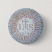 Montserrat Jesuit IHS Christogram Emblem Ronde Button 5,7 Cm (Voorkant)
