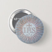 Montserrat Jesuit IHS Christogram Emblem Ronde Button 5,7 Cm (Voorkant /achterkant)