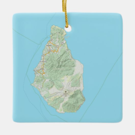 Montserrat Kaart Kerstmis Keramisch Ornament (Voorkant)