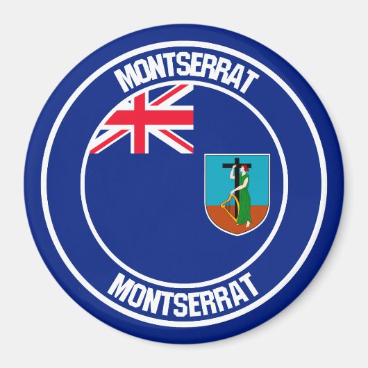 Montserrat Round Emblem Magneet (Voorkant)