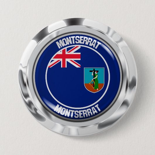 Montserrat Round Emblem Ronde Button 7,6 Cm (Voorkant)