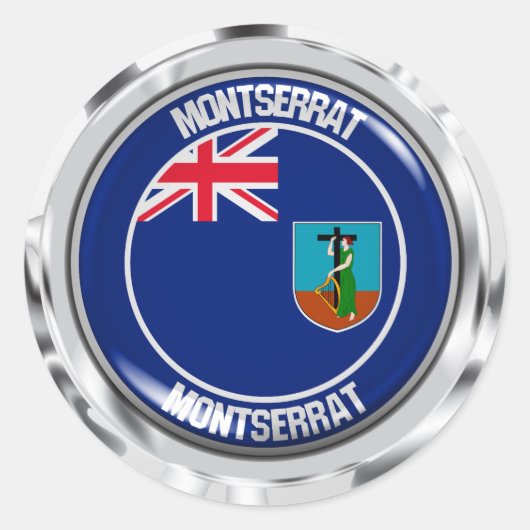 Montserrat Round Emblem Ronde Sticker (Voorkant)