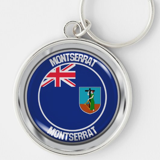 Montserrat Round Emblem Sleutelhanger (Voorkant)