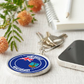 Montserrat Round Emblem Sleutelhanger (Zijkant)