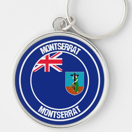 Montserrat Round Emblem Sleutelhanger (Voorkant)