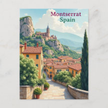 Montserrat Spanje Kunst vintage reisillustratie