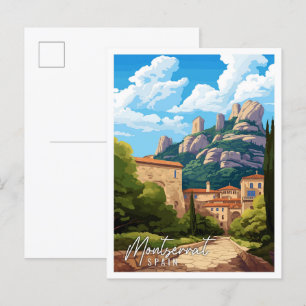 Montserrat Spanje vintage reisillustratie Briefkaart