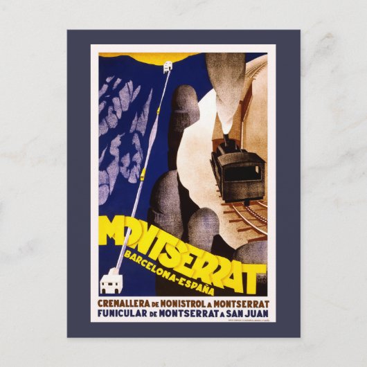 Montserrat, Spanje Vintage Travel Poster Briefkaart (Voorkant)
