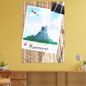 Montserrat Volcano vakantie poster. Canvas Afdruk (Insitu (Woonkamer))