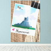 Montserrat Volcano vakantie poster. Canvas Afdruk (Insitu (Houten vloer))