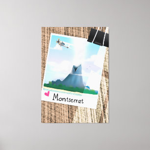 Montserrat Volcano vakantie poster. Canvas Afdruk
