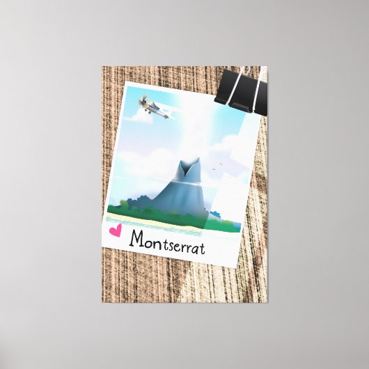 Montserrat Volcano vakantie poster. Canvas Afdruk (Voorkant)