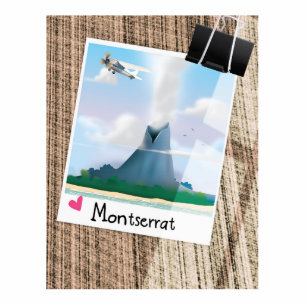 Montserrat Volcano vakantie poster. Staand Fotobeeldje