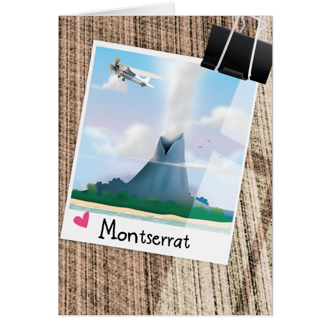 Montserrat Vulkaan vakantieposter. (Voorkant)
