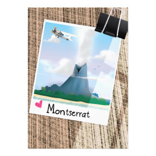 Montserrat Vulkaan vakantieposter. Foto Afdruk