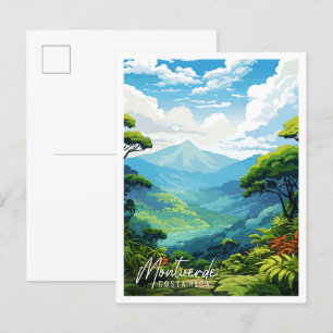 Montverde Costa Rica vintage reisillustratie Briefkaart