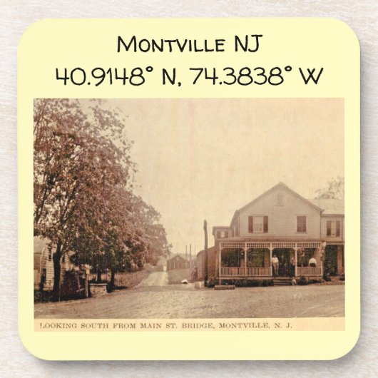 Montville NJ Map Coordinates  Style Bier Onderzetter (Voorkant)