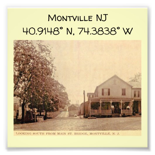 Montville NJ Map Coordinates Style Foto Afdruk (Voorkant)