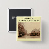 Montville NJ Map Coordinates  Style Vierkante Button 5,1 Cm (Voorkant /achterkant)