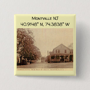 Montville NJ Map Coordinates  Style Vierkante Button 5,1 Cm