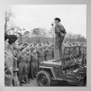 Monty Addressing the Troops - WW2 - 1944 Poster
